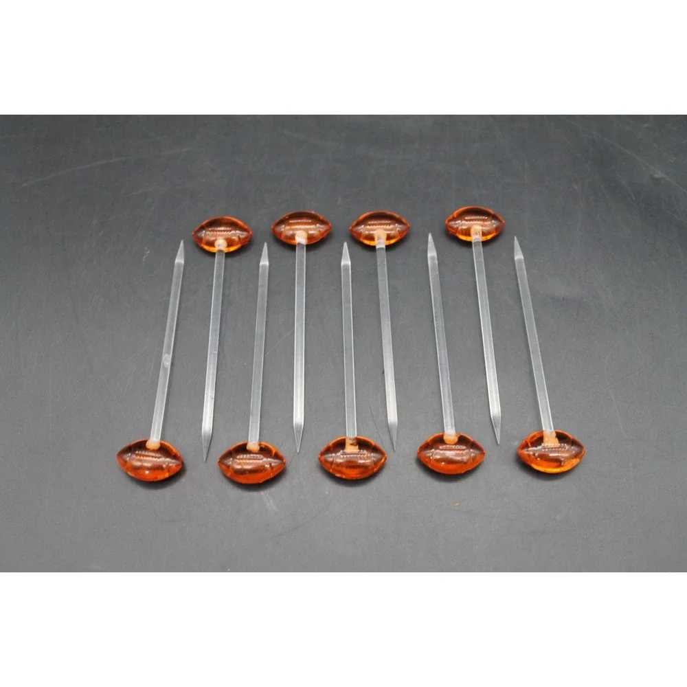 Set of 9 Acrylic Football Cocktail Picks Appetizer Spears Drink Garnish Stirrers